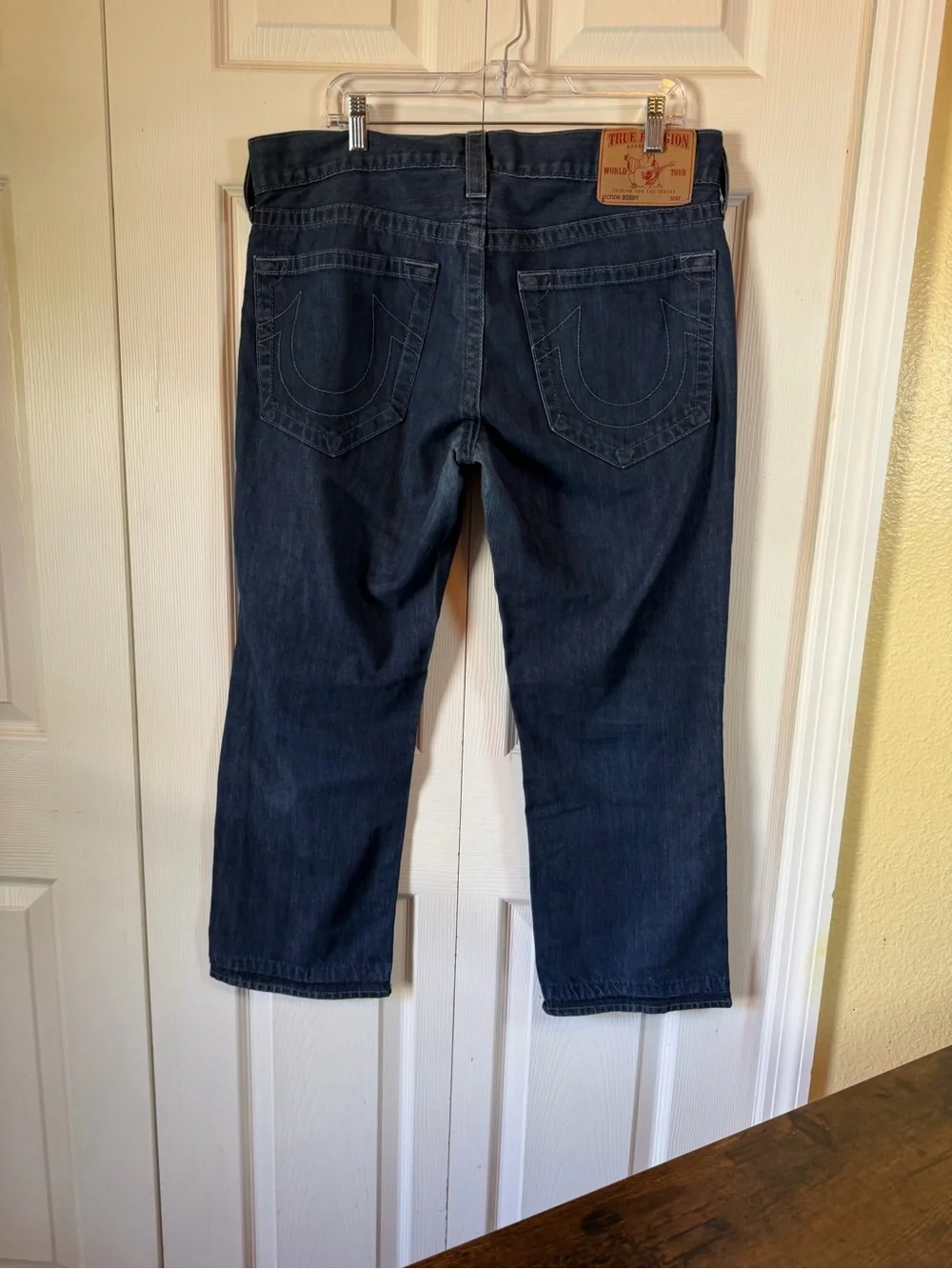 True Religion Bobby Men’s Straight Leg Jeans Dark Wash Hemmed 26.5” Inseam
